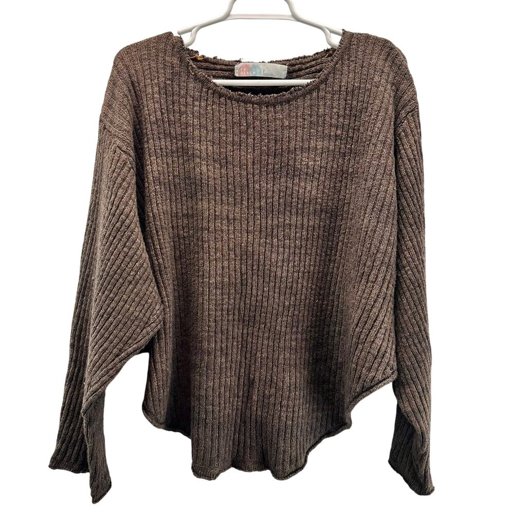 Free People Beach Brown Sweater Cross Over Back Open Back S